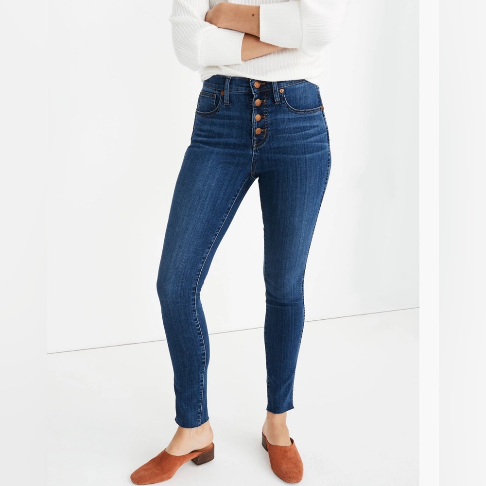 Madewell 10" High-Rise Skinny Jeans Brinville Wash Button-Front TENCEL™ Denim 28